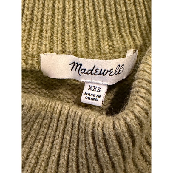 Madewell Sweater Womens XXS Olive Green Puff Sleeve Knit Cotton Wool Blend - Picture 3 of 8